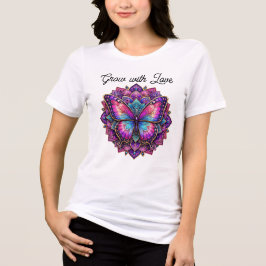 Wachse mit Liebe Schmetterling Mandala Damen T-Shi Tri-Blend Shirt