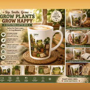 Wachse Pflanzen Süßer Frosch Latte Tasse Cottage