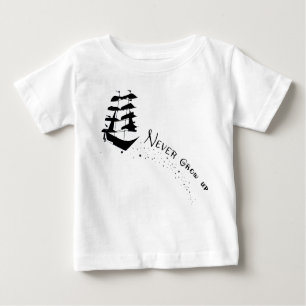 Wachsen Sie nie Piraten-Schiffs-Shirt auf Baby T-shirt
