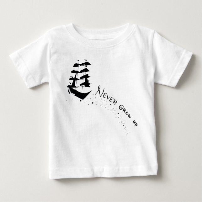 Wachsen Sie nie Piraten-Schiffs-Shirt auf Baby T-shirt (Vorderseite)