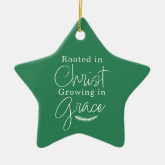 Wachsend in Gnade Grün und Weiß Stern Weihnachten Keramik Ornament
