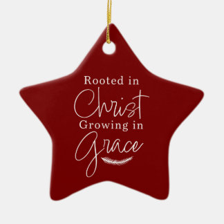 Wachsend in Gnade Roter und Weißer Stern Weihnacht Keramik Ornament