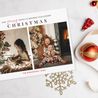 Wachsende Familie 2 Kinder Foto Frohe Weihnachten Postkarte