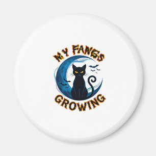 Wachsende Fangzähne Halloween-Schwarze Katze Blaue Magnet