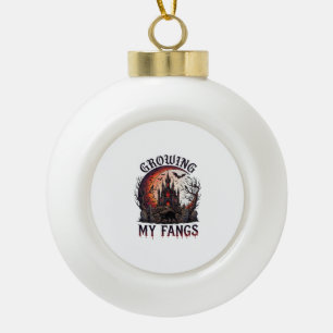 Wachsende Fangzähne Halloween Verlassenes Schloss  Keramik Kugel-Ornament
