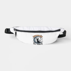 Wachsende Fangzähne schwarze Katze Halbmond Fleder Bauchtasche