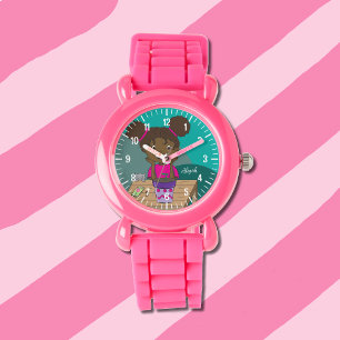 Wachsende Girl Pink-Uhr mit Namen Armbanduhr