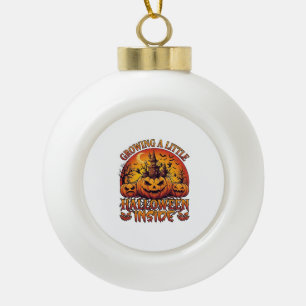 Wachsende kleine Halloween-Kürbisse im Inneren, Ge Keramik Kugel-Ornament