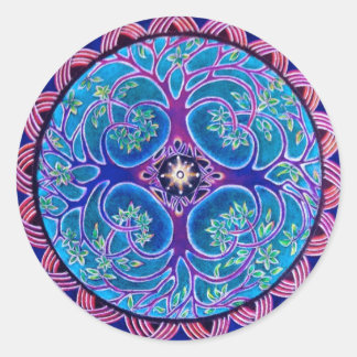 Wachsender Baum des Leben-Mandala-Aufklebers Runder Aufkleber