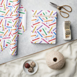 Wachsmalstifte Geschenkpapier, Schul Schüler Gesch Geschenkpapier