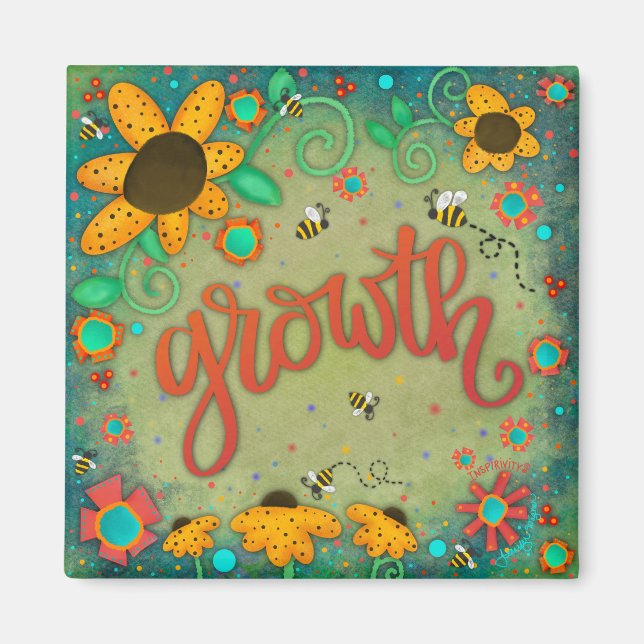 Wachstum Hübsch florale Trendy Inspiration Grün Magnet (Vorne)