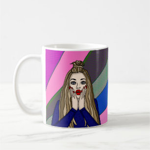WACHSTUM Leben? Funny Pop Art Woman überrascht Kaffeetasse