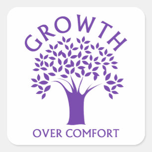 Wachstum über Komfort Quadratischer Aufkleber