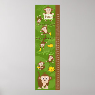 Wachstumsdiagramm für Kinder - Affen Poster
