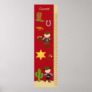 Wachstumsdiagramm für Kinder - Cowboy Poster