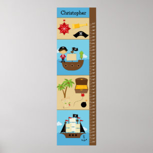 Wachstumsdiagramm für Kinder - Piraten Poster
