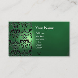 WACHSVERSIEGEL DAMAST  MONOGRAMM grün Visitenkarte