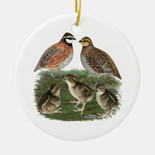Wachtel-Familie Keramik Ornament