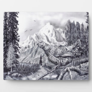 Wachtel und Berge Plaque Fotoplatte