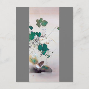 Wachtel und Herbst-Blume, Watanabe Seitei Postkarte