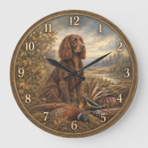 Wachtelhund Jagdkunst, Deutscher Spaniel Große Wanduhr