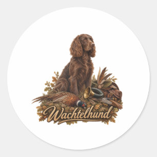 Wachtelhund Jagdkunst, Deutscher Spaniel Runder Aufkleber