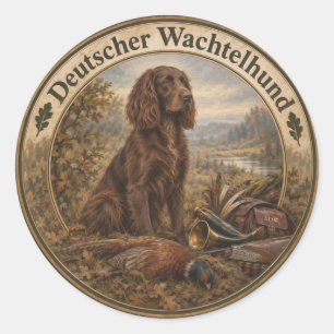 Wachtelhund Jagdkunst, Deutscher Wachtelhund Runder Aufkleber