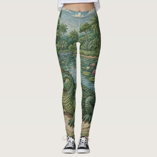 Wächter der Feuchtgebiete: Besticktes Krokodil Leggings