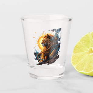 Wächter der Sonnen-Schwelle – Löwe der Balance Schnapsglas