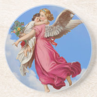 Wächter-Engels-KinderVintager Kunst-Untersetzer