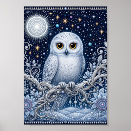 Wächterin der Winternacht – Schneeeule unter Stern Poster