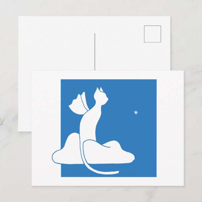 Wächterkatze Postkarte (Vorne/Hinten)
