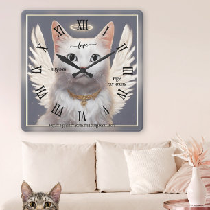 Wächterkatzenengel-Fine-Art Quadratische Wanduhr