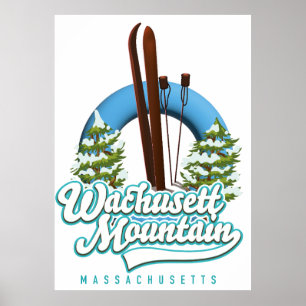 Wachusett Mountain Massachusetts Ski Logo Poster