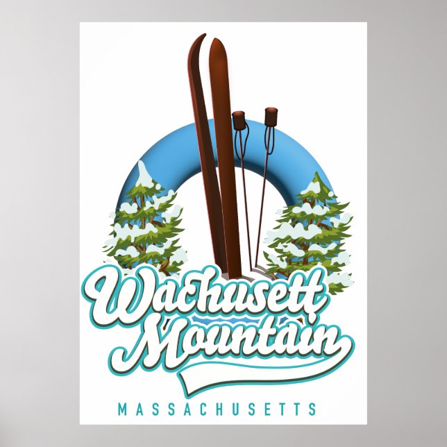 Wachusett Mountain Massachusetts Ski Logo Poster (Vorne)