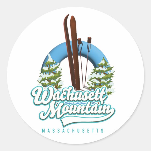 Wachusett Mountain Massachusetts Ski Logo Runder Aufkleber (Vorderseite)