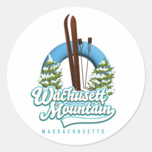 Wachusett Mountain Massachusetts Ski Logo Runder Aufkleber