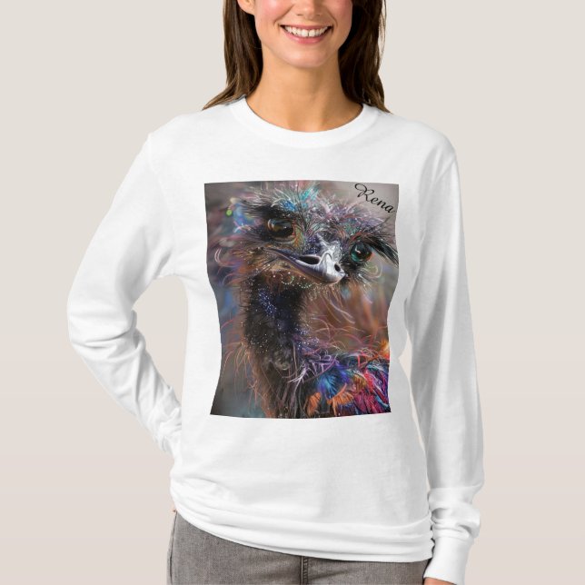 Wackadoodle Ostrich Personalized Back  T-Shirt (Vorderseite)