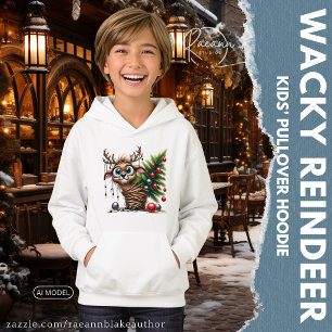 Wackeliger-Rentier-Kinder-Pullover-Kapuzenpullover Hoodie