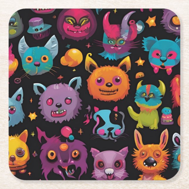 Wackelmonster Rechteckiger Pappuntersetzer (Vorderseite)