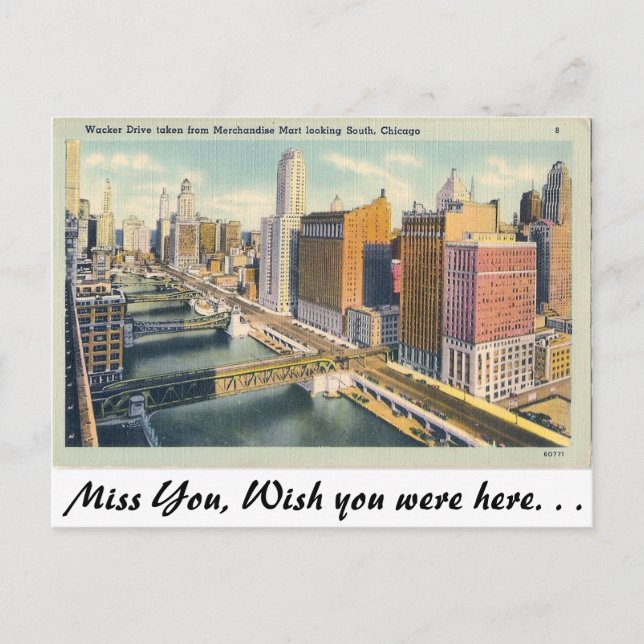 Wacker Drive, Chicago, Illinois Postkarte (Vorderseite)