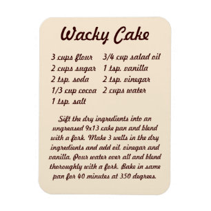 Wacky Cake Recipe Kühlschrankmagnet Magnet