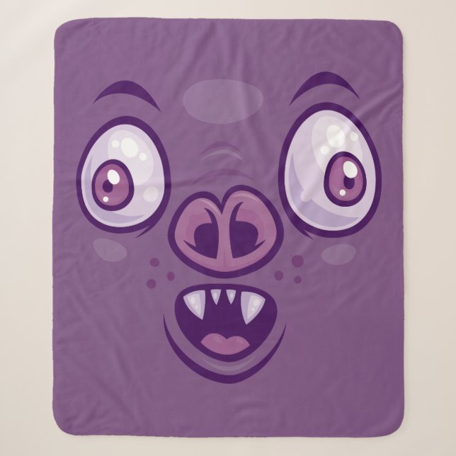 Wacky Cartoon Vampire Bat Face Sherpadecke (Vorderseite)