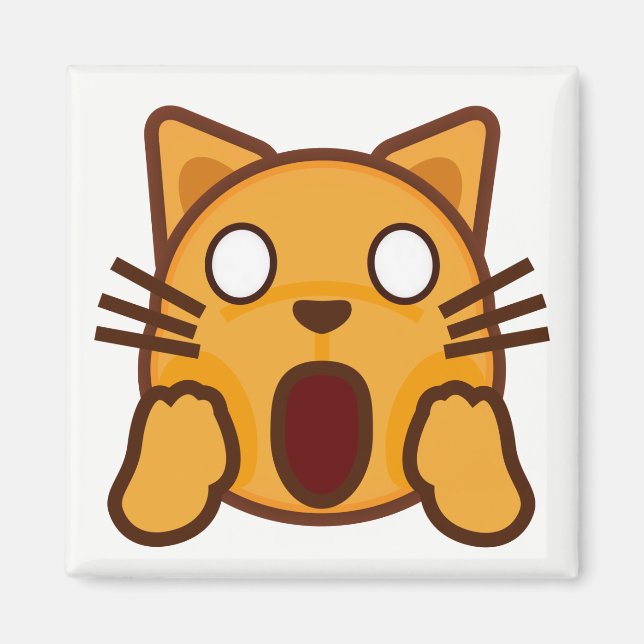 Wacky Cat Face Emoji Magnet (Vorne)