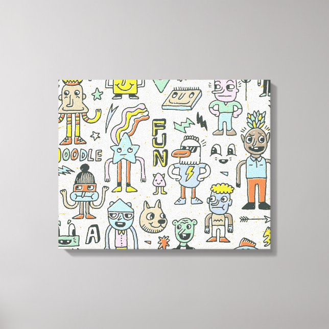 Wacky Doodles: Vintages Set Leinwanddruck (Vorderseite)
