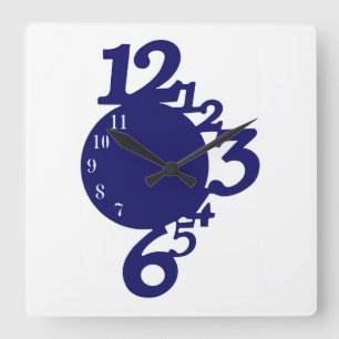 WacKy Fun Unique Royal Navy Blue Square Wall Clock Quadratische Wanduhr