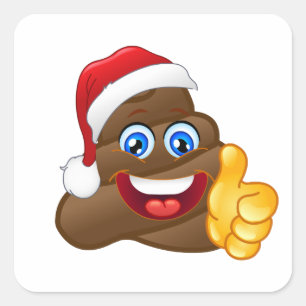 Wacky glänzende Sankt kacken Emoji Quadratischer Aufkleber
