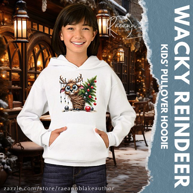 Wacky Rentier Kid's Pullover Hoodie (Von Creator hochgeladen)