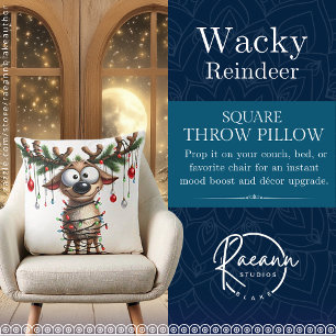 Wacky Rentier Square Throw Kissen