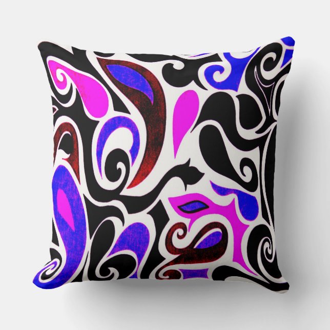 Wacky Retro Swirl Kissen (Vorderseite)